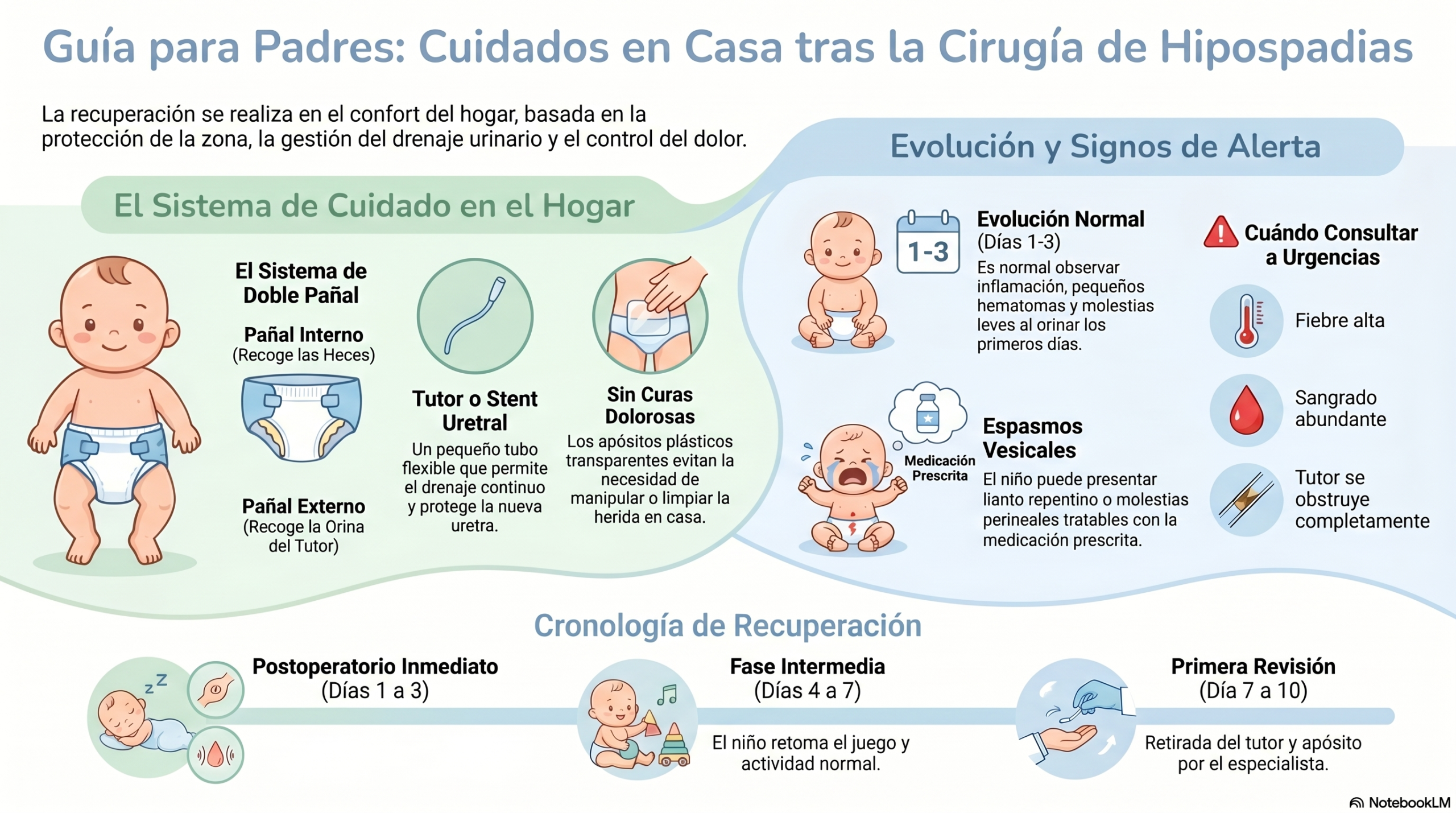 imagen informativa sobre cuidados postoperatorios en hipospadias e niños